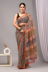 Exclusive hand Block Printed Kota Doria Saree (BFKS20)
